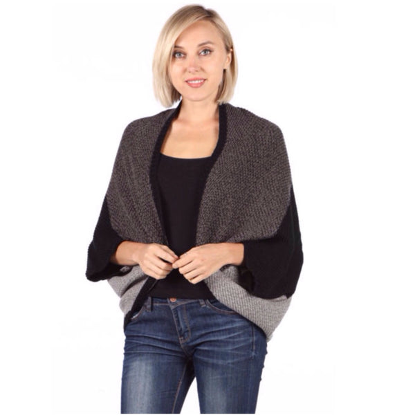 COLOR COMBO 3/4 SLEEVE KNITTED CARDIGAN - FantasticFit Boutique