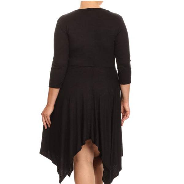 Black Solid Bodice Wrap Dress - FantasticFit Boutique