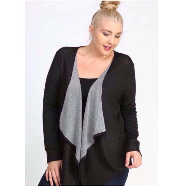 Pleather Sleeved Cardigan - FantasticFit Boutique