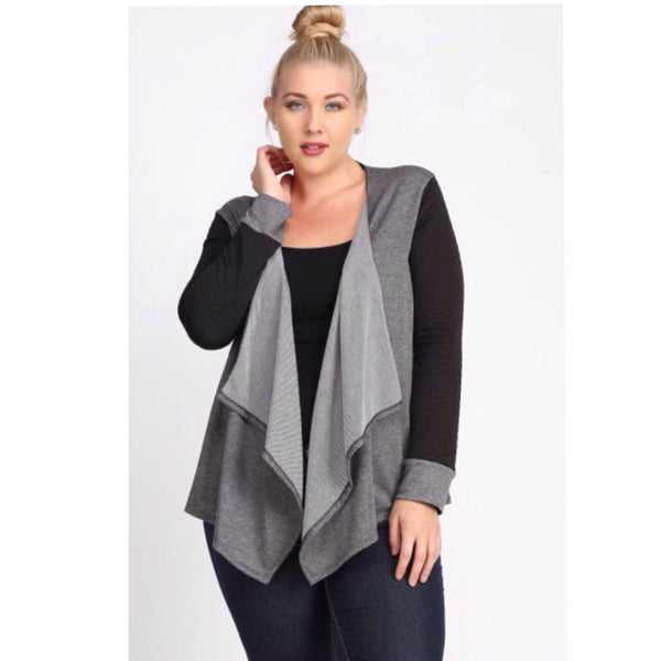 Pleather Sleeved Cardigan - FantasticFit Boutique