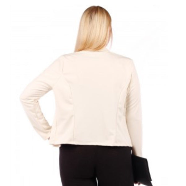 Stylish Cream Plus Size Blazer - FantasticFit Boutique