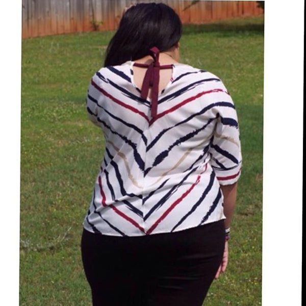 Tie Back Striped Top - FantasticFit Boutique