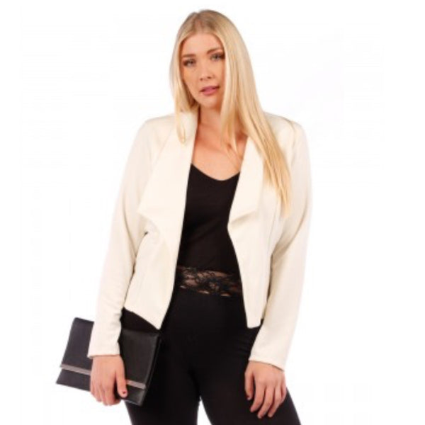 Stylish Cream Plus Size Blazer - FantasticFit Boutique