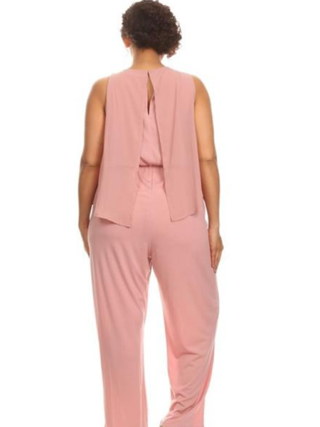 Overlap Solid Jumpsuit-PlusSize - FantasticFit Boutique