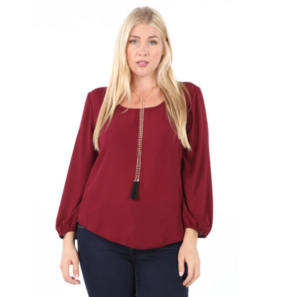 ROUND NECK SOLID TOP-PLUS SIZE - FantasticFit Boutique